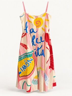 Nice To Meet You Colorful Graphic Midi Sundress L